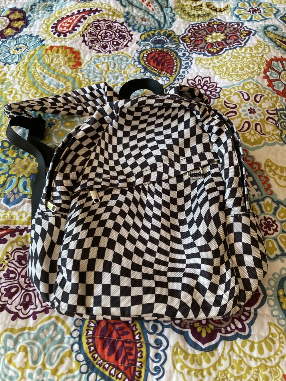 Warped Checkerboard Backpack - Black & White